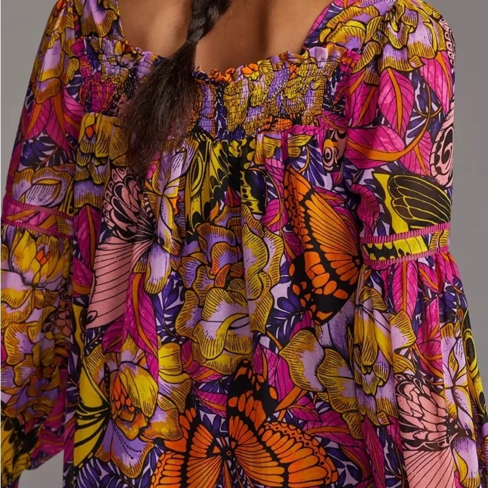 Anthropologie Alexandra Farmer Puff-Sleeved Blouse sz S - Picture 2 of 7